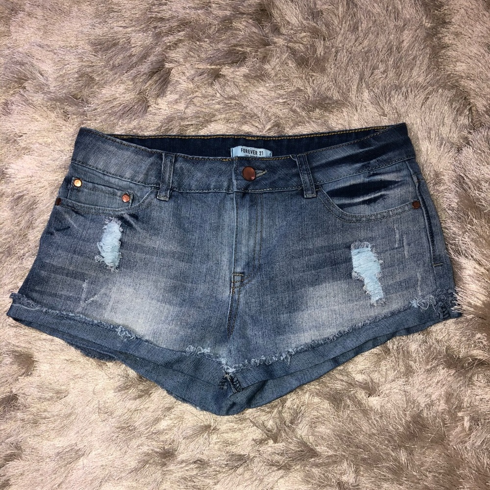 Forever 21 denim shorts, Ripped shorts